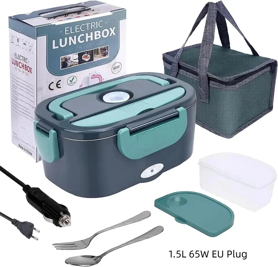 HOMEFISH 1.5 L 60W Electric Lunch Box Food Warmer Portable Food Heater for Car Or Home - Leak Proof 304 Stainless Steel Liner
