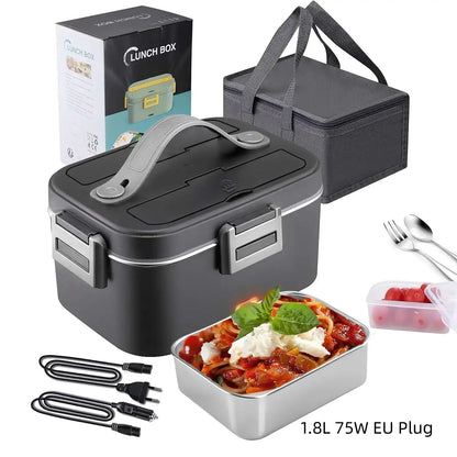 HOMEFISH 1.5 L 60W Electric Lunch Box Food Warmer Portable Food Heater for Car Or Home - Leak Proof 304 Stainless Steel Liner